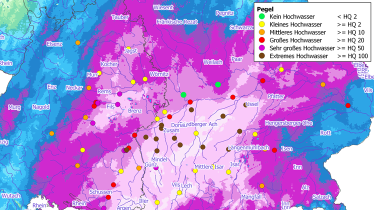 Außergewöhnliche Niederschläge und Hochwasser in Süddeutschland im Juni 2024